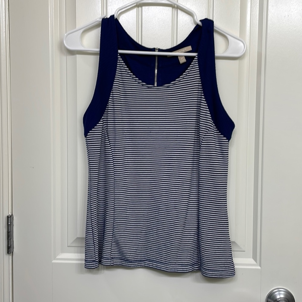Banana‎ Republic Blue & White Stripe Zip Back Blouse Size 6P
